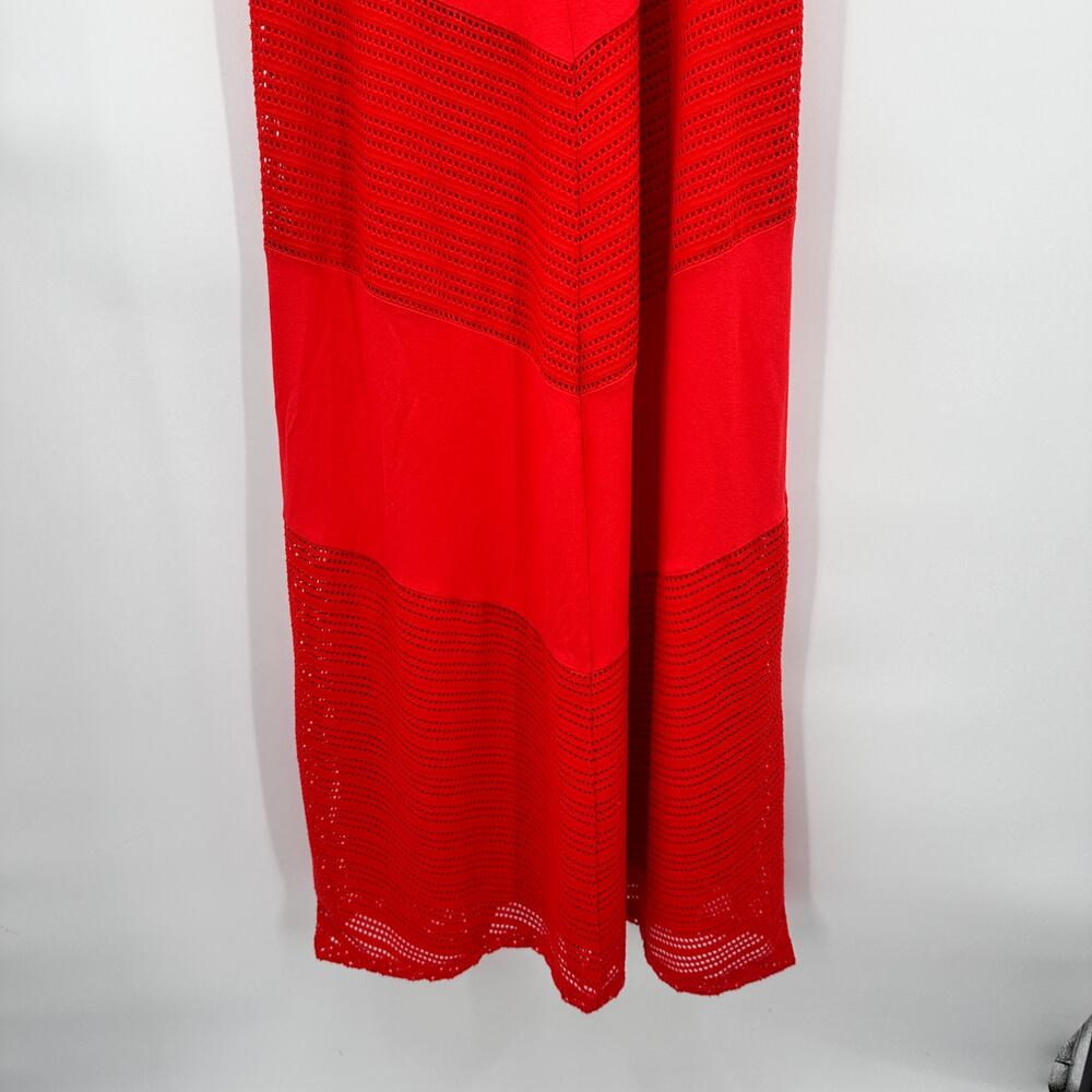 CHICO'S Red Eylet Texture Detail Halter Maxi Dress // S - Picture 5 of 15